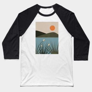 Mountain Lake Sun Boho Print Baseball T-Shirt